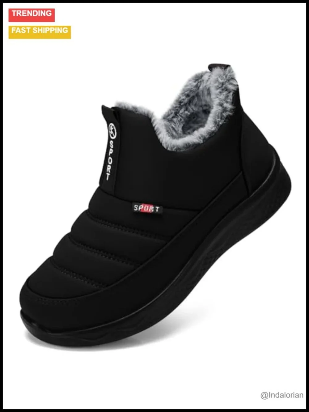 Waterproof Fur Lined Snow Boots Slip On Non Slip Comfort Walking Shoes